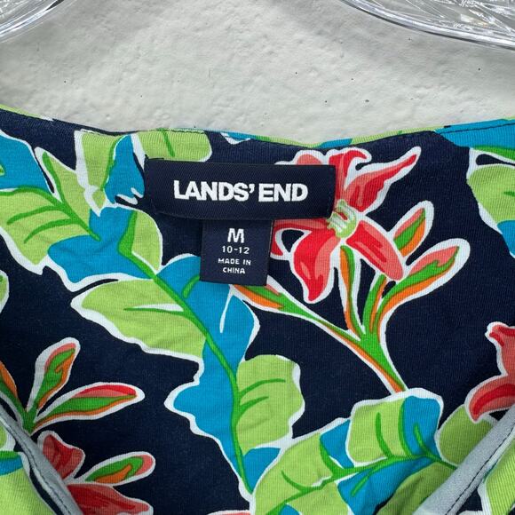 Lands’ End Womens Sleeveless Wrap Dress M 10-12 Navy Floral Tropical Casual - Picture 3 of 9